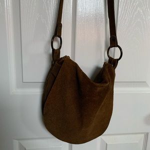 Vintage DKNY distressed Suede crossbody saddle bag